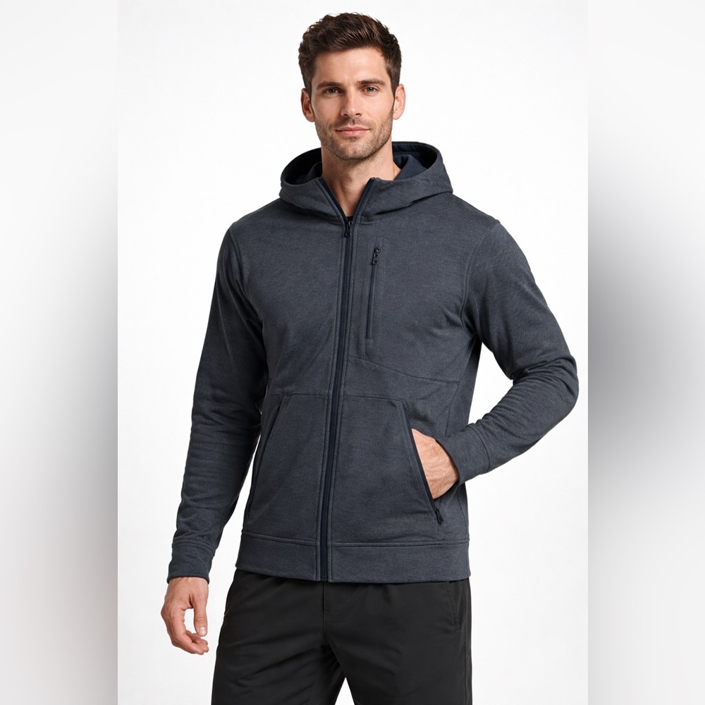 Lululemon Men’s Full Zip Hooded Jacket Navy Blue Tech Hoodie Athletic